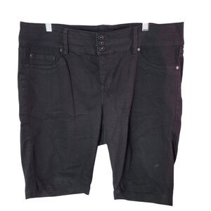 Torrid Womens Size 20 Black Solid Denim Bermuda Shorts